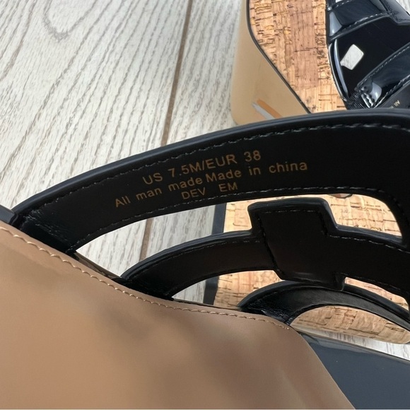 Sam Edelman Women's Dev Chunky Cork Platform Sandals 7.5 Black Patent $150 - Picture 6 of 10